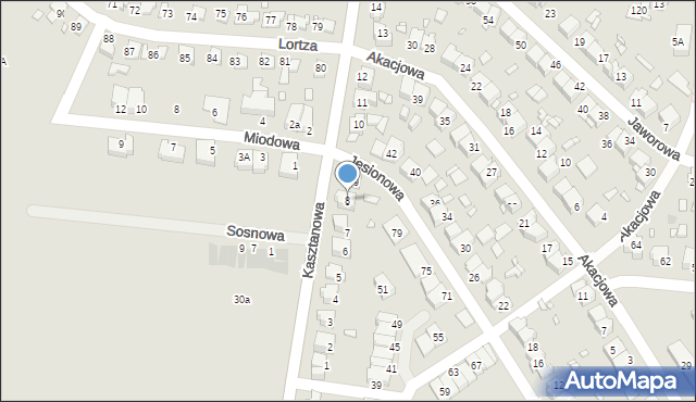 Piekary Śląskie, Kasztanowa, 8, mapa Piekary Śląskie