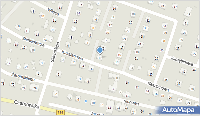 Piekoszów, Kasztanowa, 11, mapa Piekoszów