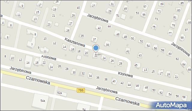 Piekoszów, Kasztanowa, 22, mapa Piekoszów