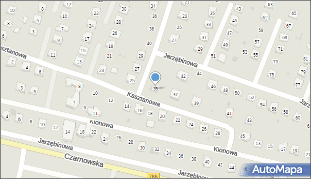 Piekoszów, Kasztanowa, 35, mapa Piekoszów