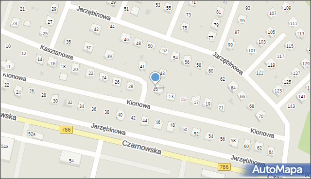 Piekoszów, Kasztanowa, 45, mapa Piekoszów