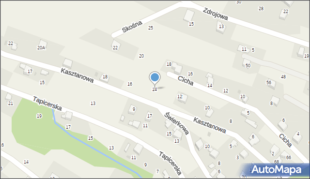 Pietrzykowice, Kasztanowa, 14, mapa Pietrzykowice