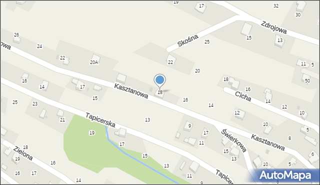 Pietrzykowice, Kasztanowa, 18, mapa Pietrzykowice