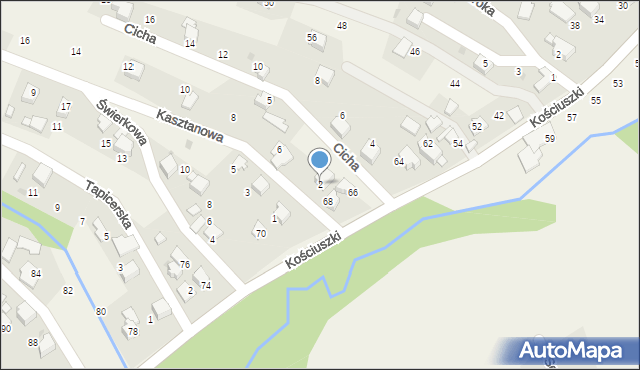 Pietrzykowice, Kasztanowa, 2, mapa Pietrzykowice