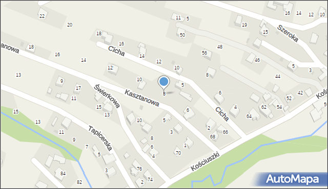 Pietrzykowice, Kasztanowa, 8, mapa Pietrzykowice