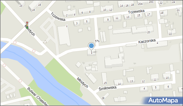 Piła, Kaczorska, 1, mapa Piły