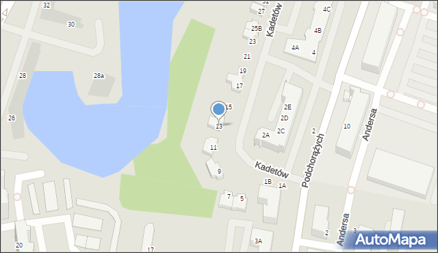 Piła, Kadetów, 13, mapa Piły