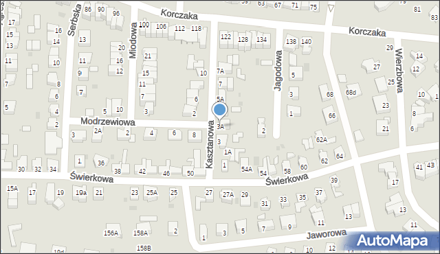 Piła, Kasztanowa, 3A, mapa Piły