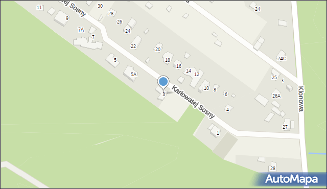 Pilawa, Karłowatej Sosny, 3, mapa Pilawa