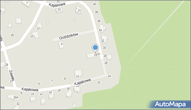Piotrków Trybunalski, Kajakowa, 13, mapa Piotrków Trybunalski