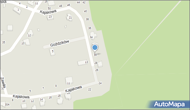 Piotrków Trybunalski, Kajakowa, 30, mapa Piotrków Trybunalski