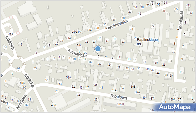 Piotrków Trybunalski, Karłowicza Mieczysława, 5, mapa Piotrków Trybunalski