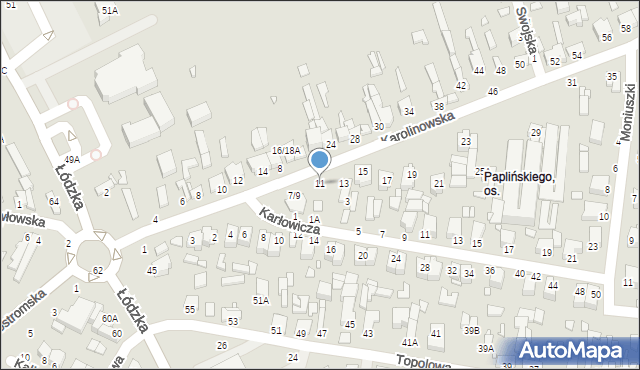 Piotrków Trybunalski, Karolinowska, 11, mapa Piotrków Trybunalski