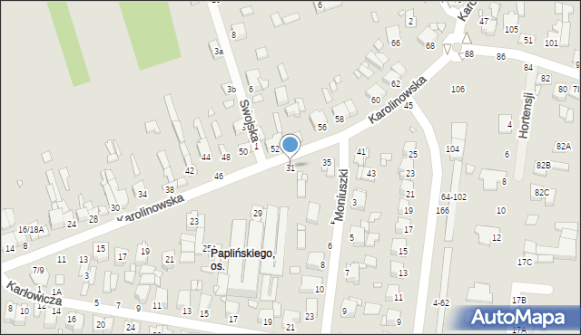 Piotrków Trybunalski, Karolinowska, 31, mapa Piotrków Trybunalski