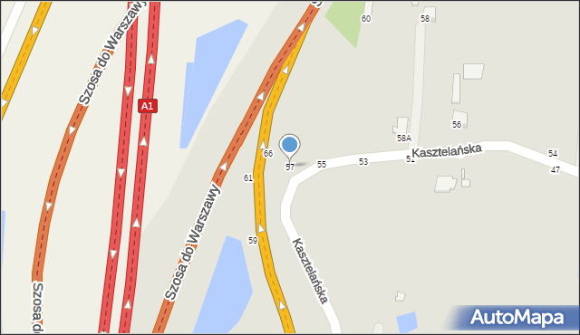 Piotrków Trybunalski, Kasztelańska, 57, mapa Piotrków Trybunalski