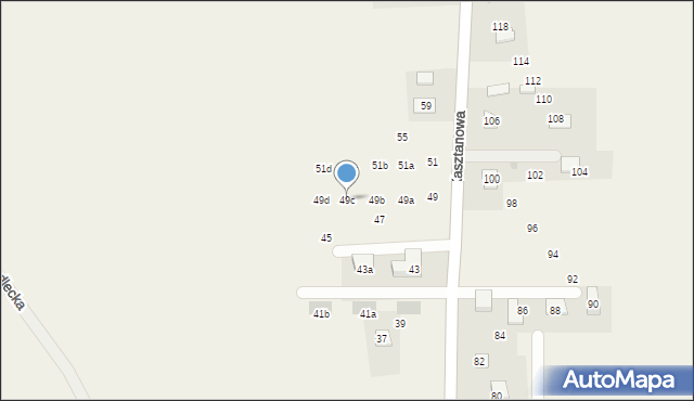 Pisary, Kasztanowa, 49c, mapa Pisary