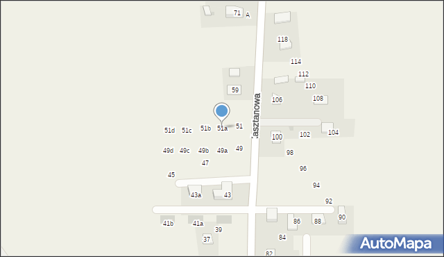 Pisary, Kasztanowa, 51a, mapa Pisary