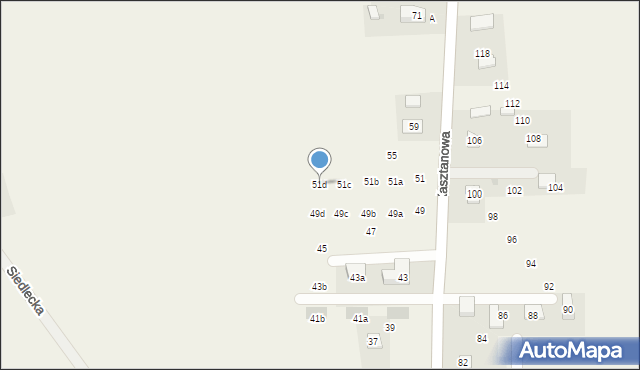 Pisary, Kasztanowa, 51d, mapa Pisary