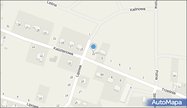 Pławna, Kasztanowa, 11, mapa Pławna