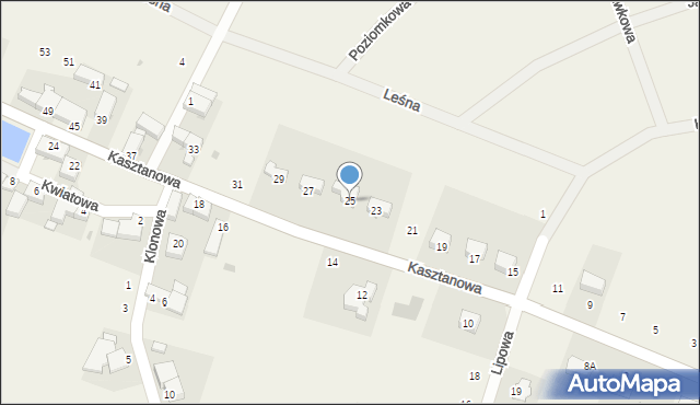 Pławna, Kasztanowa, 25, mapa Pławna