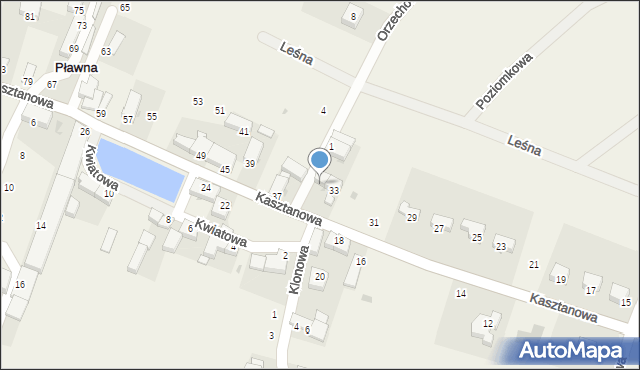 Pławna, Kasztanowa, 35, mapa Pławna