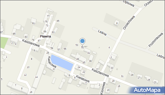 Pławna, Kasztanowa, 51, mapa Pławna