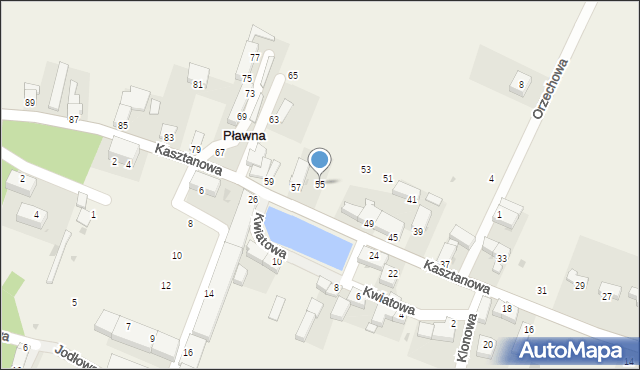 Pławna, Kasztanowa, 55, mapa Pławna