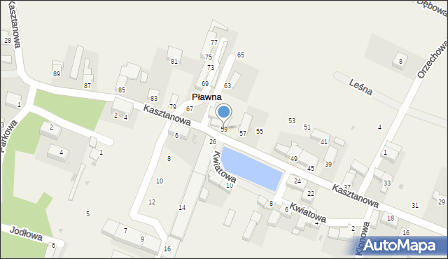 Pławna, Kasztanowa, 59, mapa Pławna