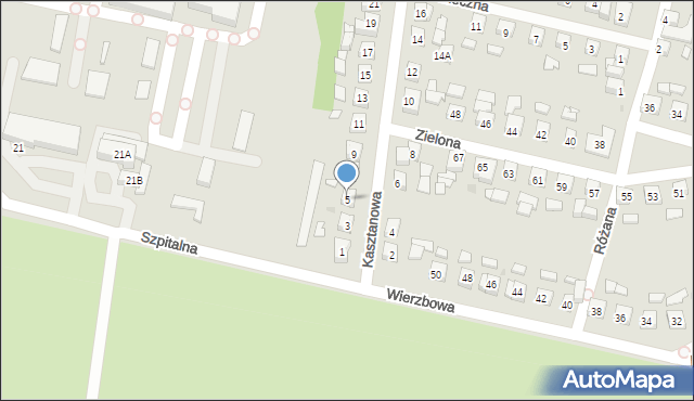 Pleszew, Kasztanowa, 5, mapa Pleszew