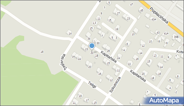 Płock, Kapitańska, 21, mapa Płock