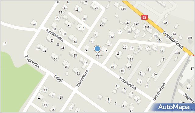 Płock, Kapitańska, 22, mapa Płock