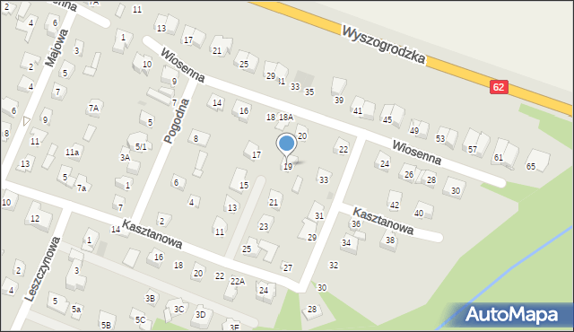 Płock, Kasztanowa, 19, mapa Płock