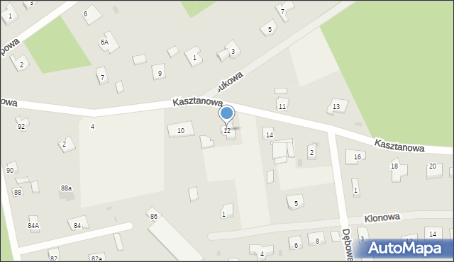 Pniewo, Kasztanowa, 12, mapa Pniewo