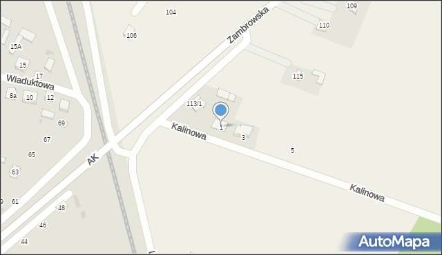 Podborze, Kalinowa, 1, mapa Podborze