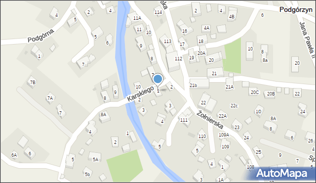 Podgórzyn, Karskiego Jana, 1, mapa Podgórzyn