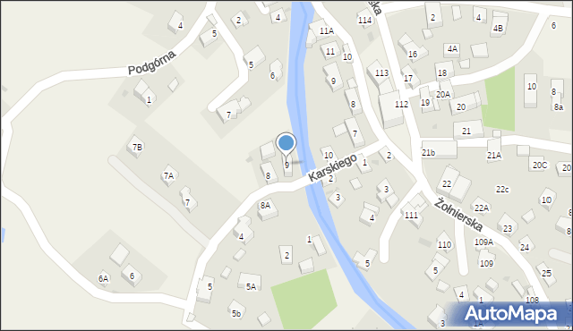 Podgórzyn, Karskiego Jana, 9, mapa Podgórzyn