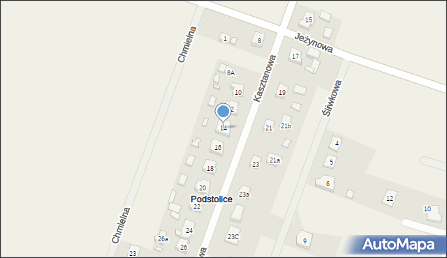 Podstolice, Kasztanowa, 14, mapa Podstolice