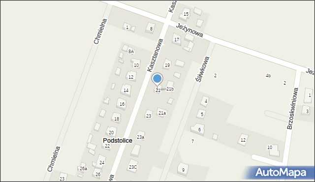 Podstolice, Kasztanowa, 21, mapa Podstolice