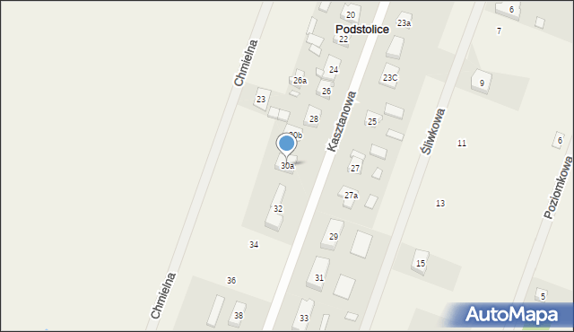Podstolice, Kasztanowa, 30a, mapa Podstolice