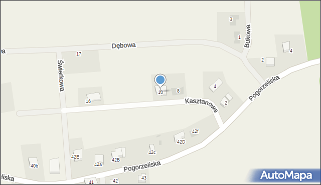 Pogorzeliska, Kasztanowa, 10, mapa Pogorzeliska