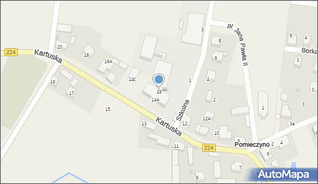 Pomieczyno, Kartuska, 14, mapa Pomieczyno