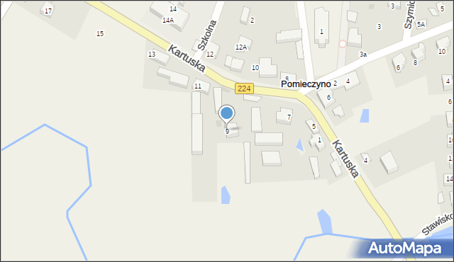 Pomieczyno, Kartuska, 9, mapa Pomieczyno