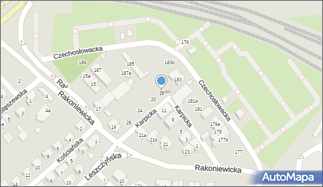 Poznań, Karpicka, 18, mapa Poznania