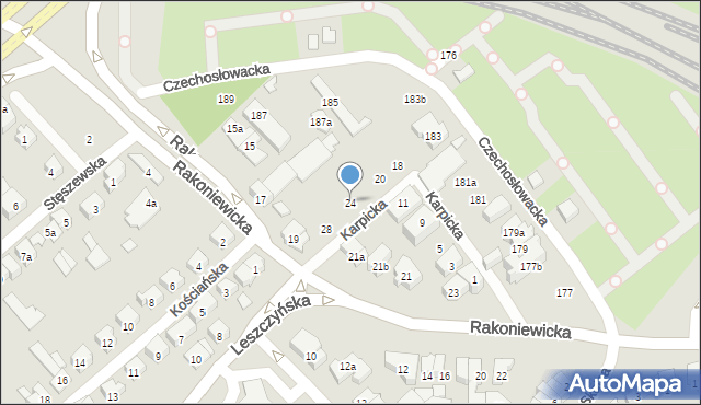 Poznań, Karpicka, 24, mapa Poznania