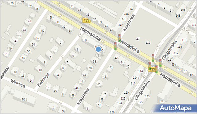 Poznań, Kasprzaka Marcina, 40a, mapa Poznania