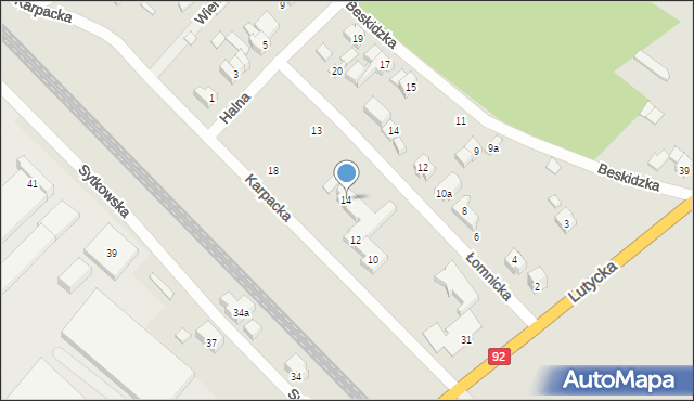 Poznań, Karpacka, 14, mapa Poznania