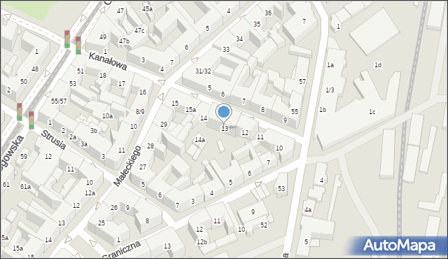 Poznań, Kanałowa, 13, mapa Poznania