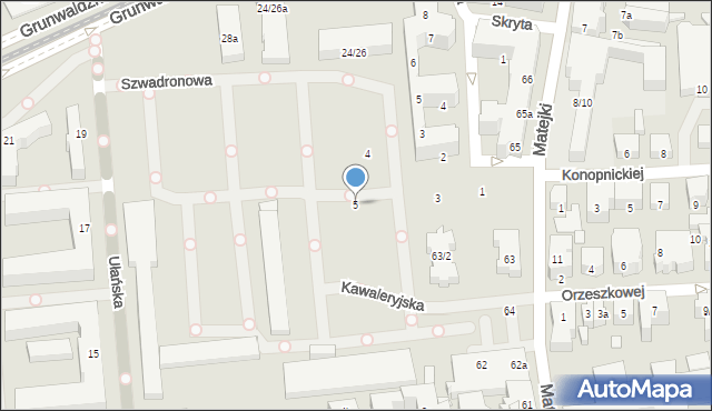 Poznań, Kawaleryjska, 5, mapa Poznania