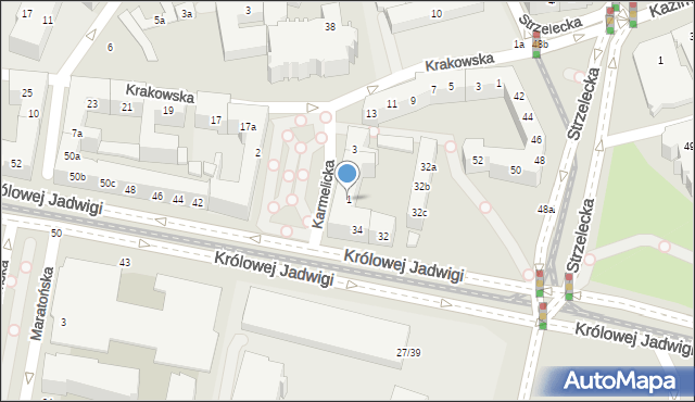Poznań, Karmelicka, 1, mapa Poznania