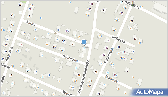 Pruszków, Kacza, 1, mapa Pruszków